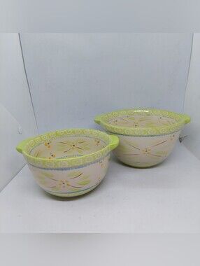 Temptations By Tara Old World Nesting Mixing Bowls Lime Green Set 1 Qt + 1.5 Qt